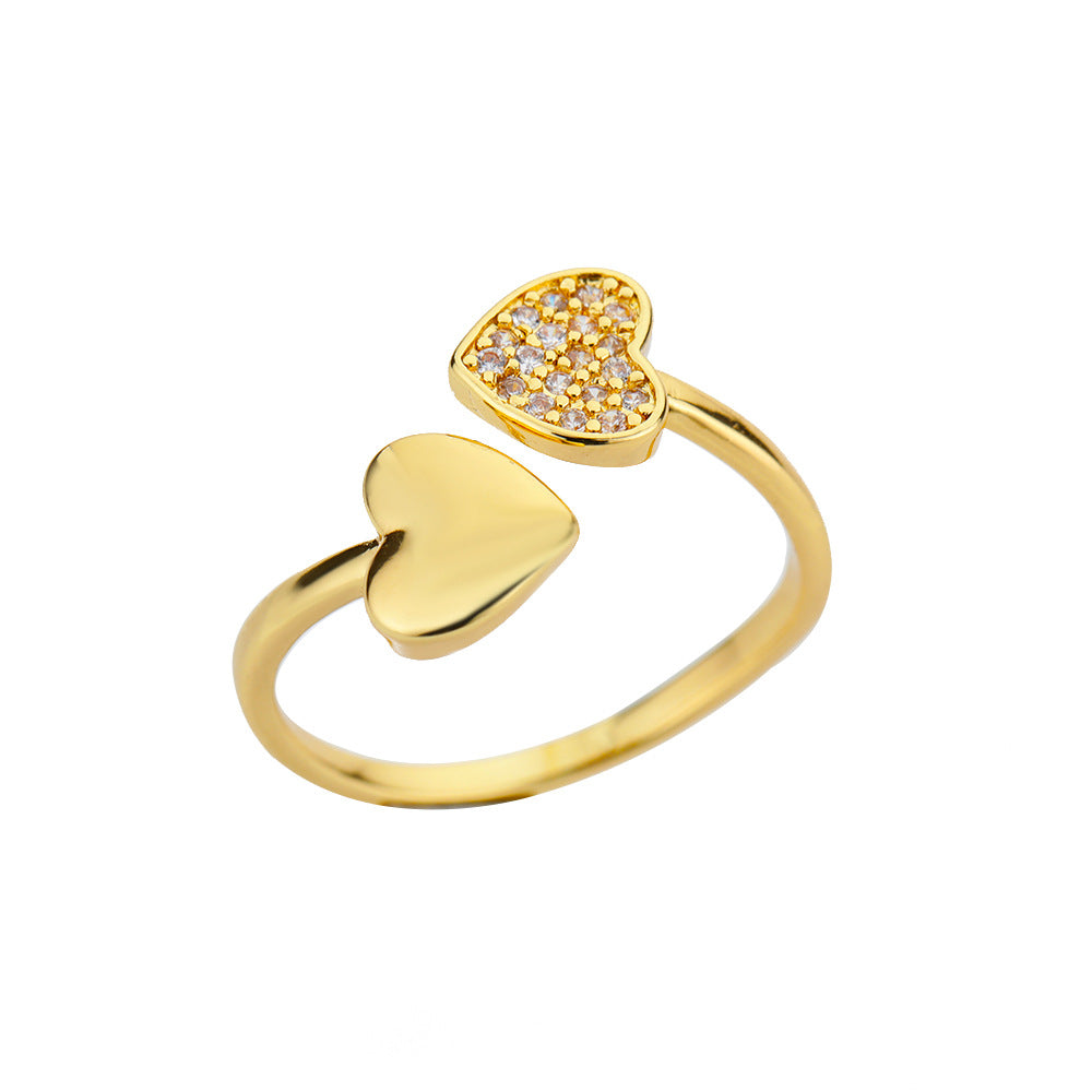 Heart-shaped Simple Gold-plated Female Opening Design Ring