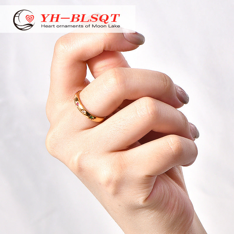 Women's Titanium Steel Gold-plated French Fashion Temperament Rings