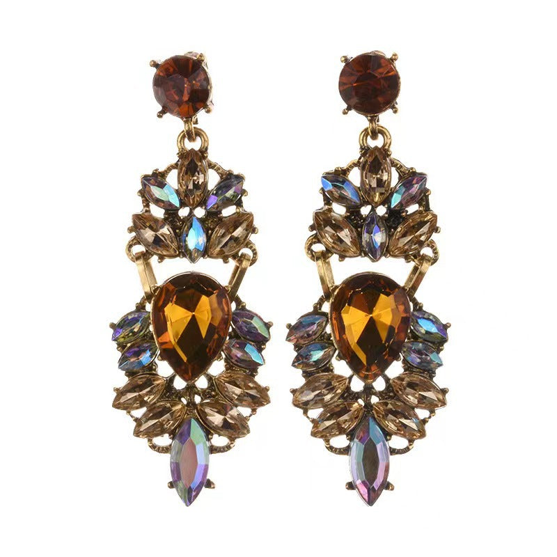 Style Flashing Exaggerated Temperamental Inlaid Rhinestone Special Interest Earrings