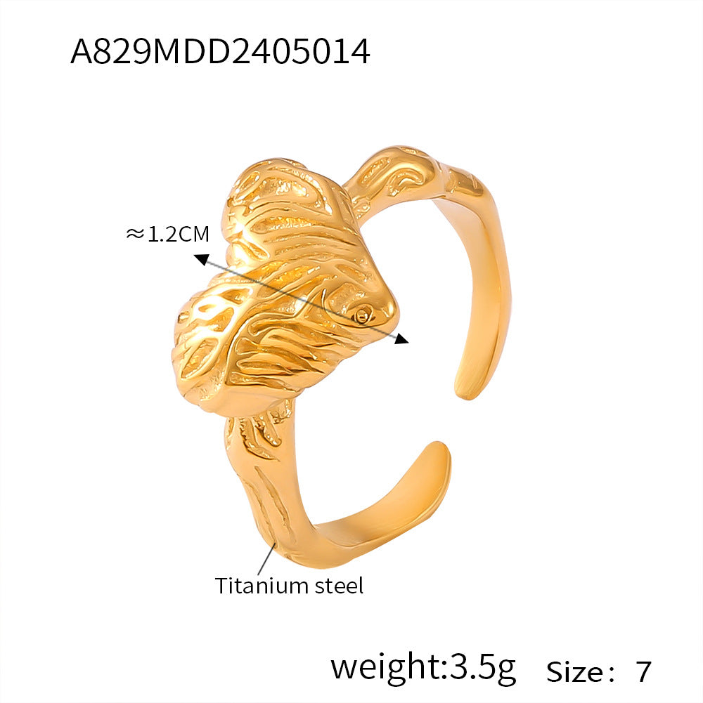 Temperament Inlaid Zircon Titanium Steel Gold Rings