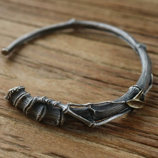 Men's Stone Fink Handmade Vintage Sier Retro Style Personality Inlaid Brass Bracelet