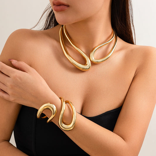 Ornament Exaggerated Alloy Twisted Collar Sweet Cool Necklaces