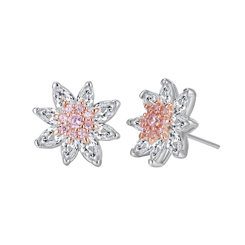 Women's High-grade Light Luxury Flash Snowflake Inlaid Earrings