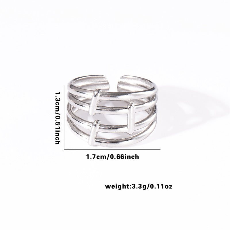 Fashion Titanium Steel High-grade Metal Female Exaggerated Design Rings