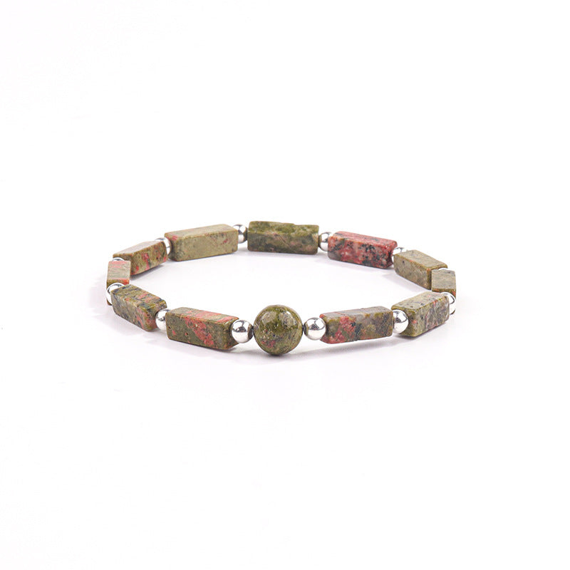 Bar Beads Chicken Blood Spot Emperor Stone Green Gold Bracelets