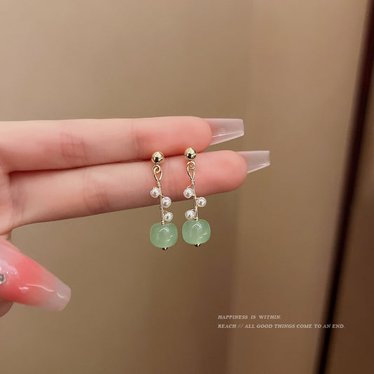 Retro Simple Imitation Chalcedony Pearl Female Temperament High Sense Rings