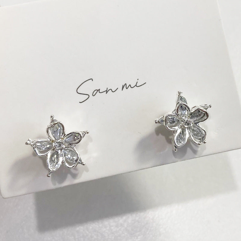 Fresh Plain Sier Plated Bow Female Small Simple Stud Earrings