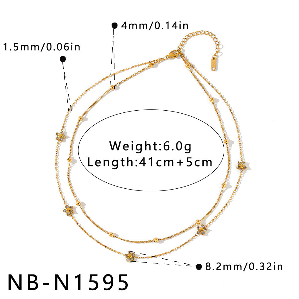 Women's Stainless Steel Double Layer Twin Simple Necklaces