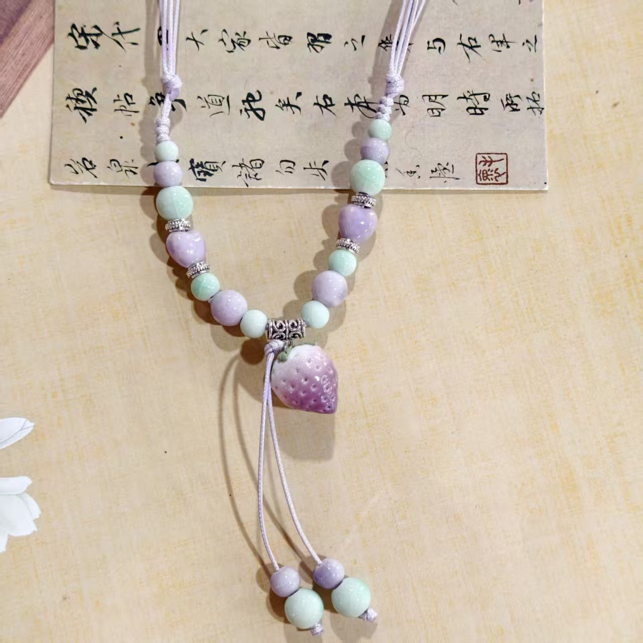Women's Retro Ethnic Style Ceramic Butterfly Bell Fashionable Necklace