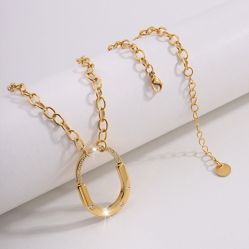Design Titanium Steel Golden Lock Personalized Necklaces