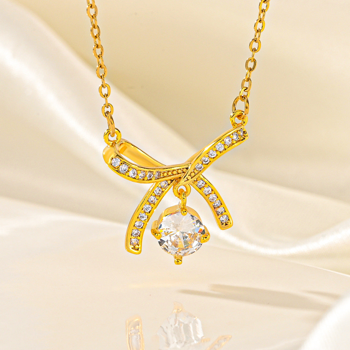Women's Regular Chain Gang Drill Electroplated Bow Necklaces