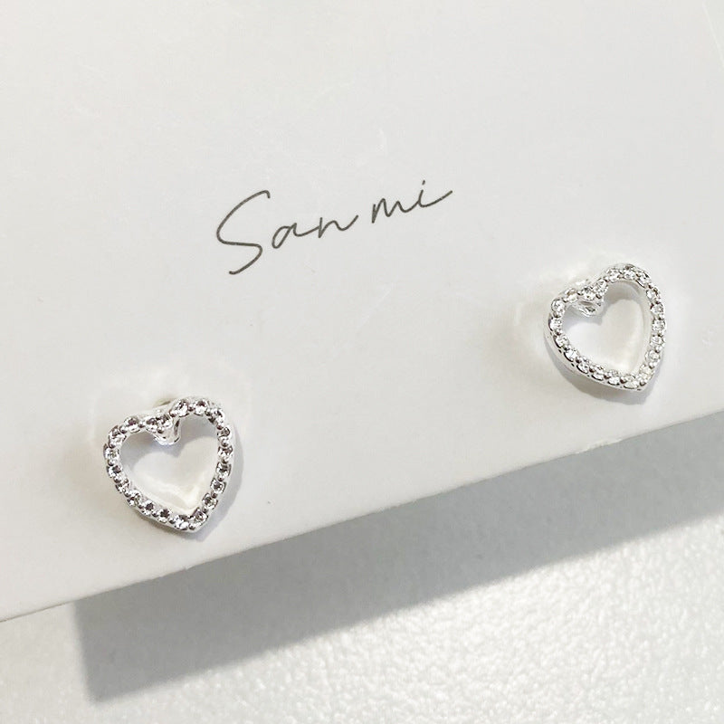 Fresh Plain Sier Plated Bow Female Small Simple Stud Earrings
