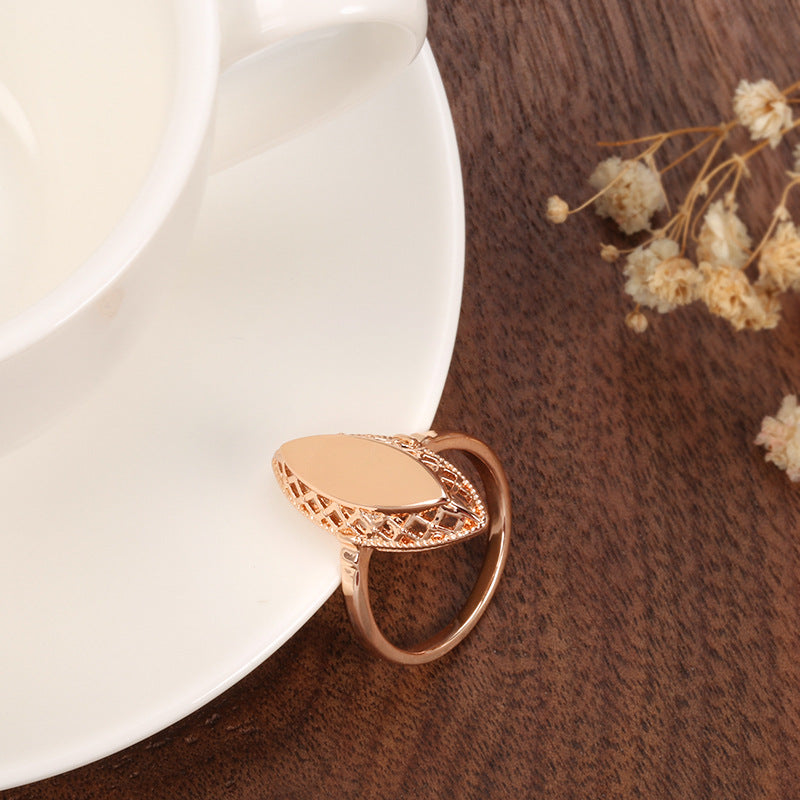 Plated Real Gold Glossy Horse Eye Rose Ring