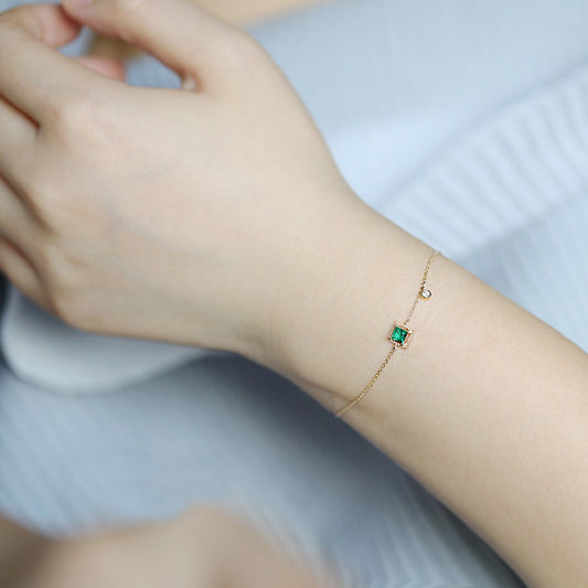 Emerald Thin Simple Square Diamond Temperamental Minority Bracelets