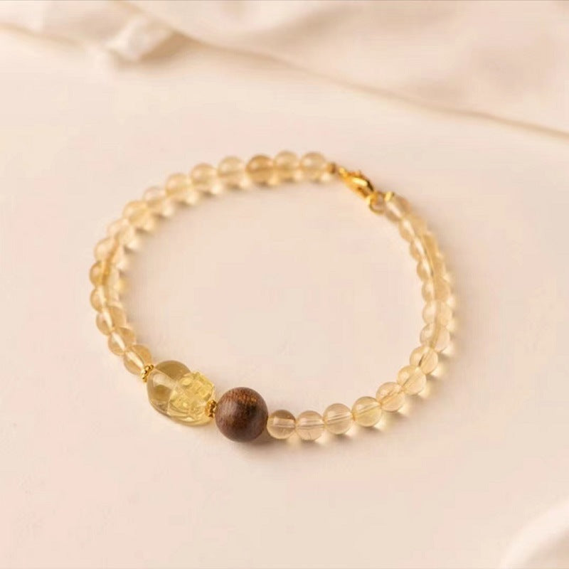 Women's & Men's Citrine Double Bodhi Beaded Crystal Couple Bracelets