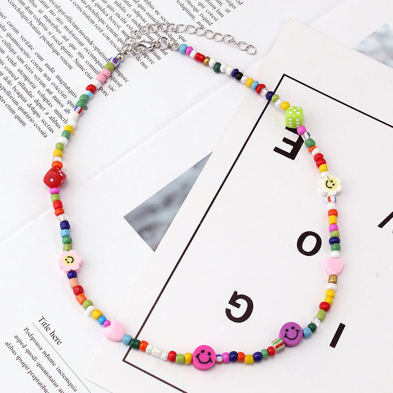 Hip Hop Dice Smiley Face Clavicle Chain Necklaces