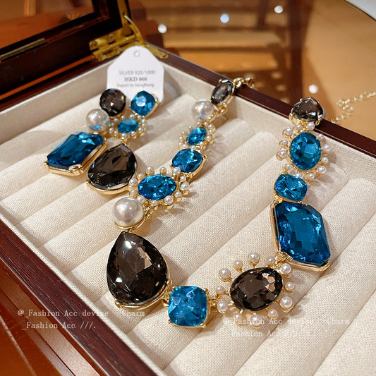 Women's Drop Diamond Pearl Minority Fashion High-grade Clavicle Chain Palace Necklaces