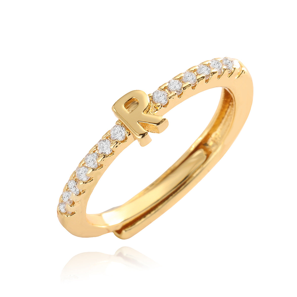 Simple Light Luxury Gold Zircon English Rings