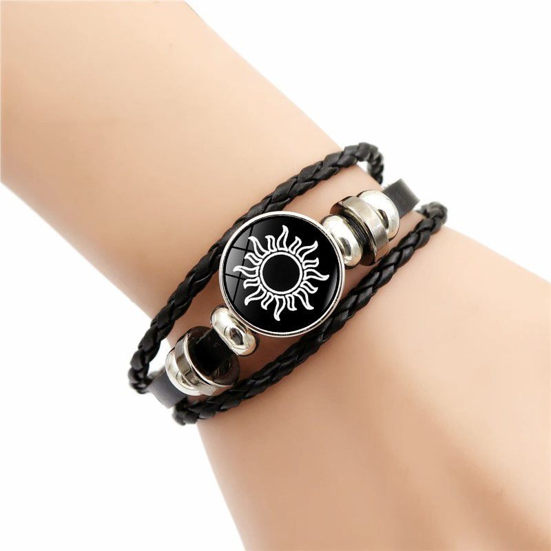 Sun Moon Lovers Snap Leather Unisex Retro Handmade Bracelets