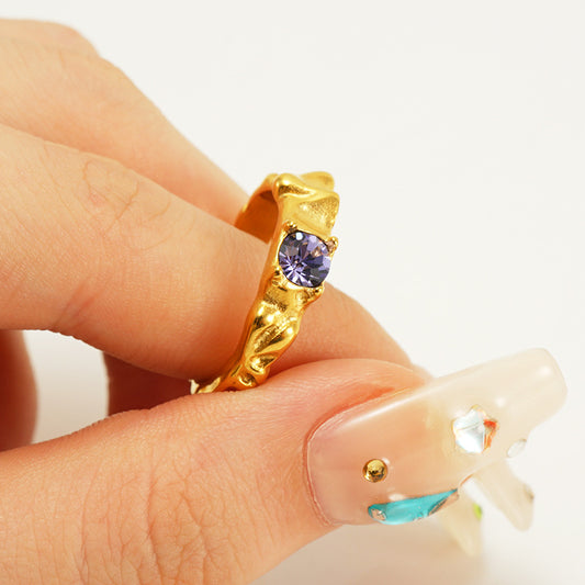 Titanium Steel Luminous Stone Open Female Rings