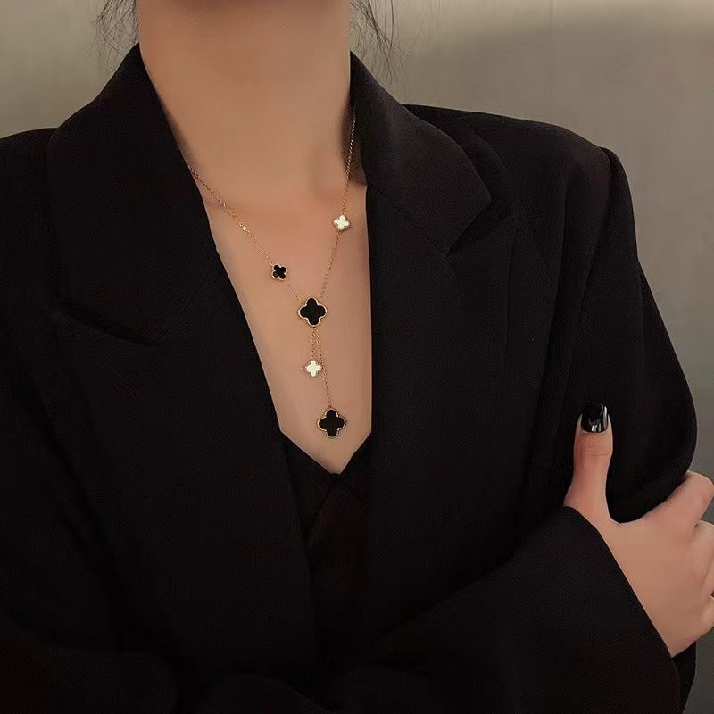 Women's Double-sided Four-leaf Clavicle Chain Simple Niche Temperament Necklaces