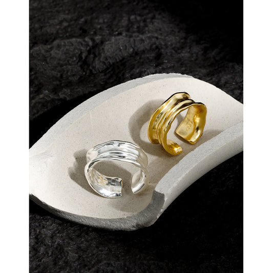 Women's Korean Style Niche Design Minimalist Irregular Pleated Rings