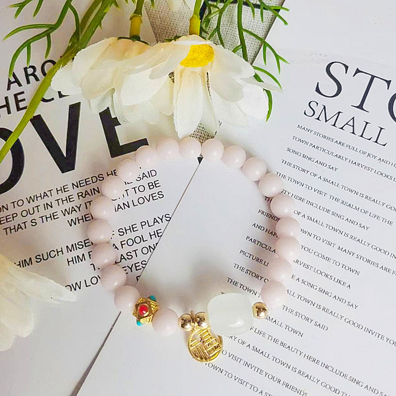 Fu Character Stall Live Gift Imitation White Jade Bracelets