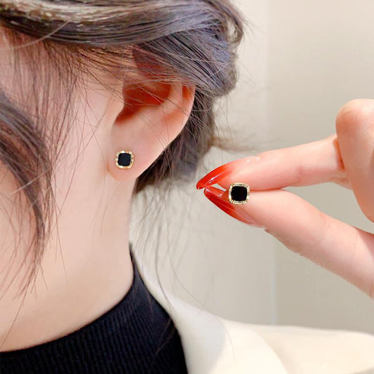 Black Square Mini Ear Female Trendy Earrings