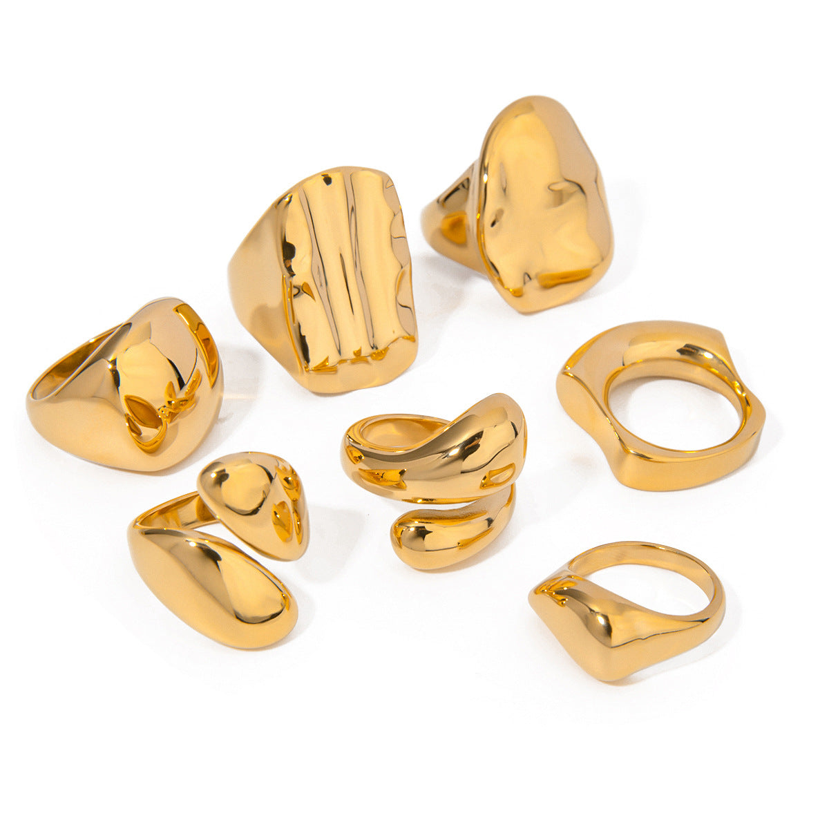 Gold Stainless Steel Glossy Fashionable Advanced Rings