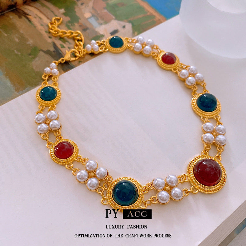 Sier Needle Artificial Pearl Tassel Vintage Court Style Earrings