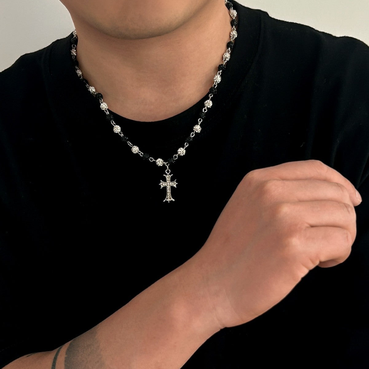 Men's Hop Niche Rhinestone Ball Stitching Clavicle Necklaces