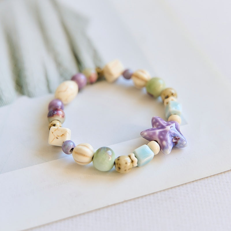 Style Gradient Color Ceramic Starfish Design Bracelets