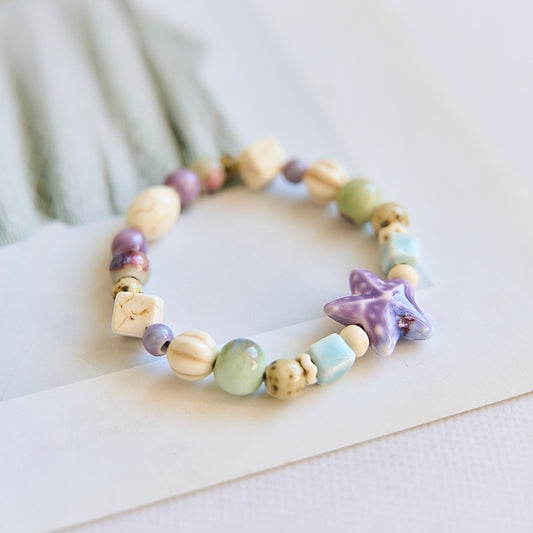 Style Gradient Color Ceramic Starfish Design Bracelets