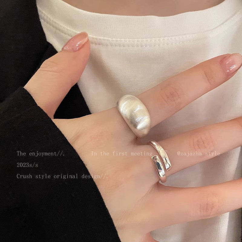 Sier Salad Silk Female Design High-grade Korean Rings