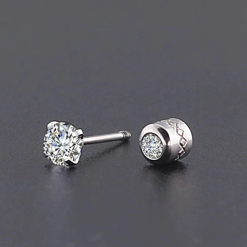 Women's Fashion Zircon Thin Needle Stainless Steel Earrings