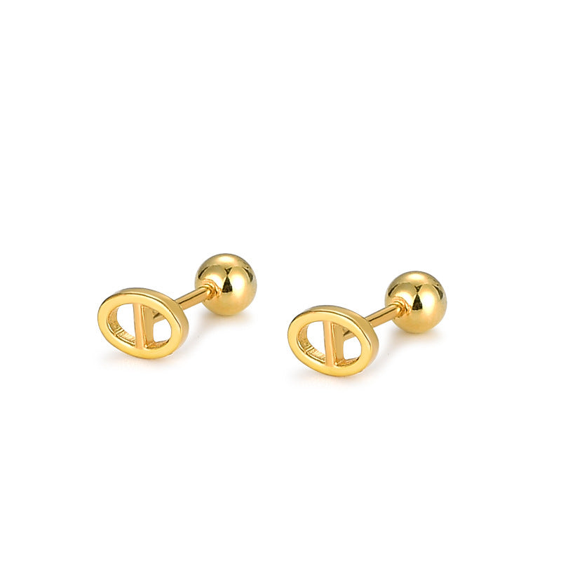 Sier Pig Nose Hollow Ear Bone Ball Earrings