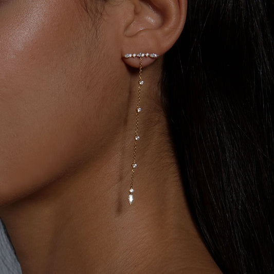 Design Sier Dreamy Light Luxury Unique Thin Glittering Atmosphere Earrings