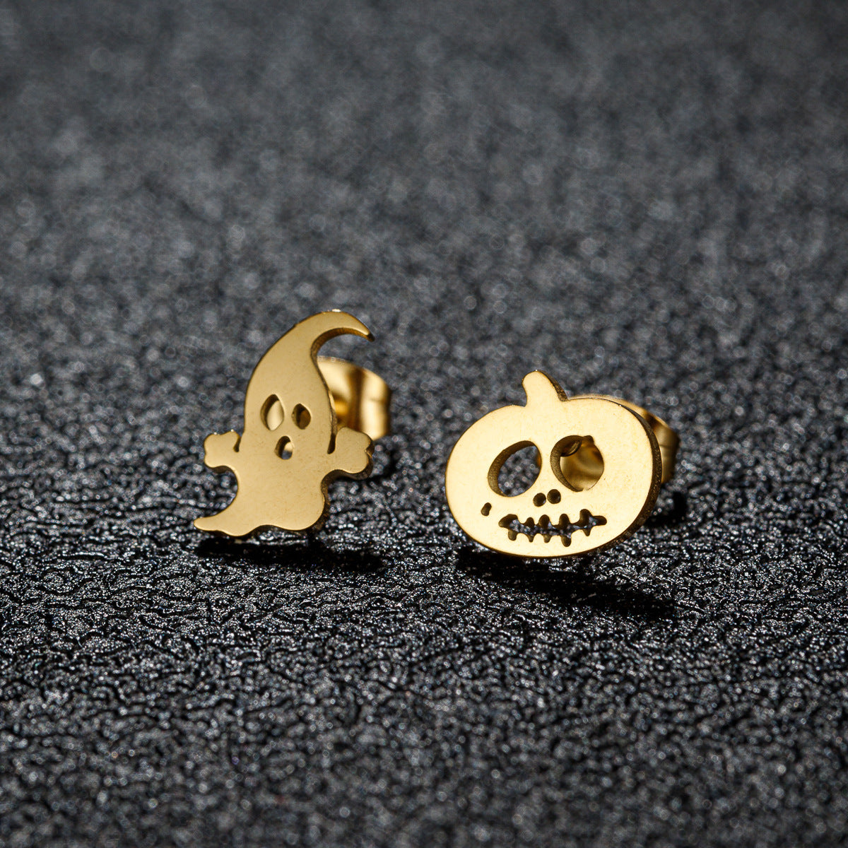 Ornament Stainless Steel Halloween Pumpkin Ghost Skull Asymmetric Earrings