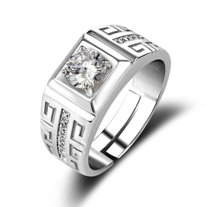 Classic Couple Wedding Diamond Adjustable Mouth Ring