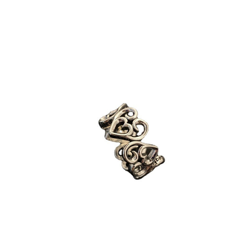 Distressed Design Open Iti Cross Love Heart-shaped Female Style Rings
