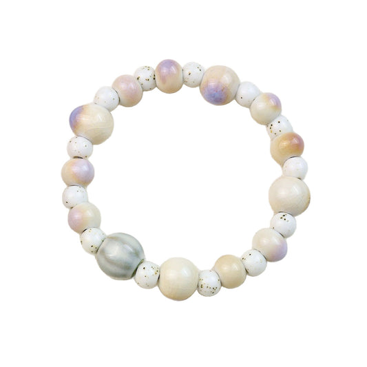 Women's Chinese Style National Fashion Ceramic Beaded Lotus Seedpod Retro Ethnic Bracelet
