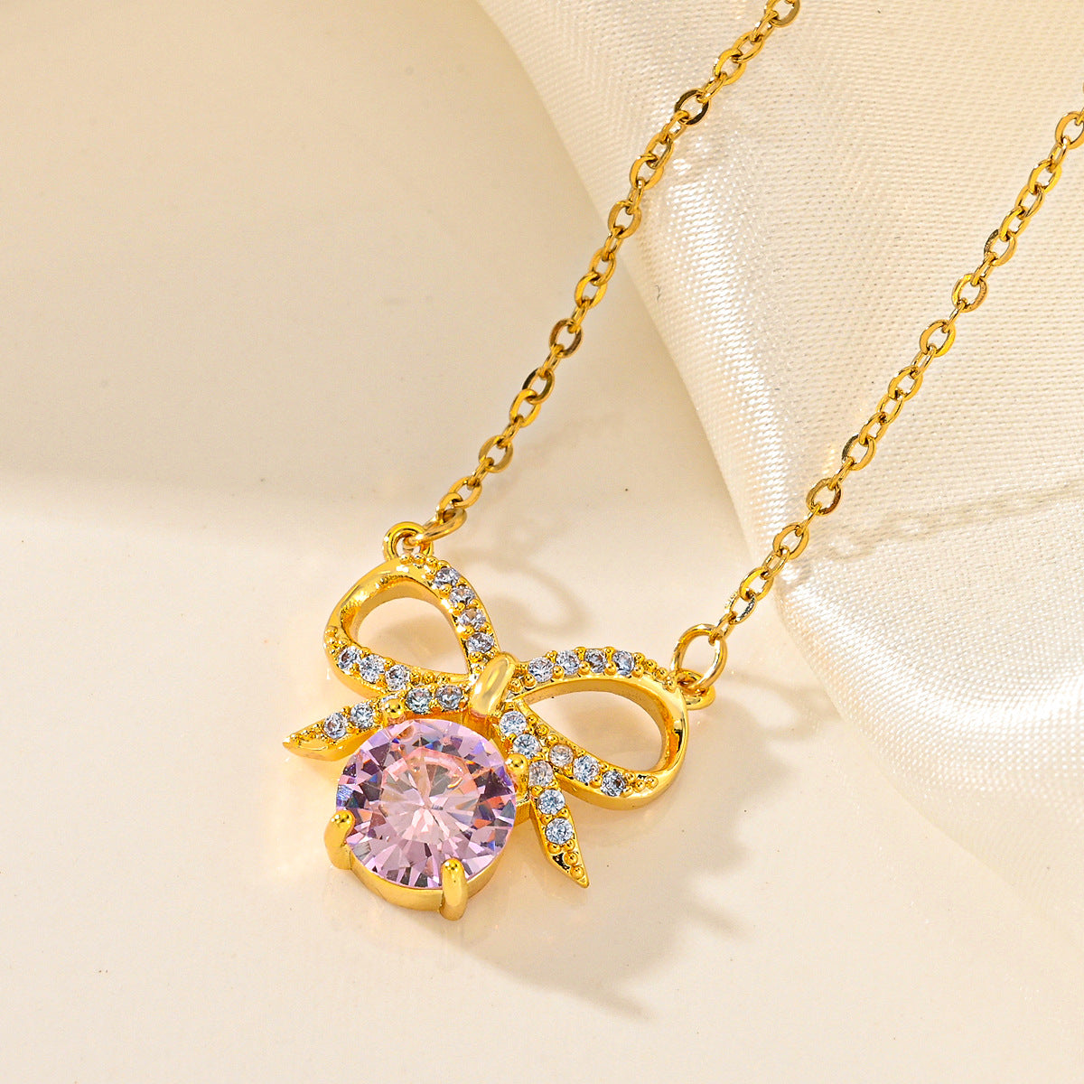 Women's Regular Chain Gang Drill Electroplated Bow Necklaces