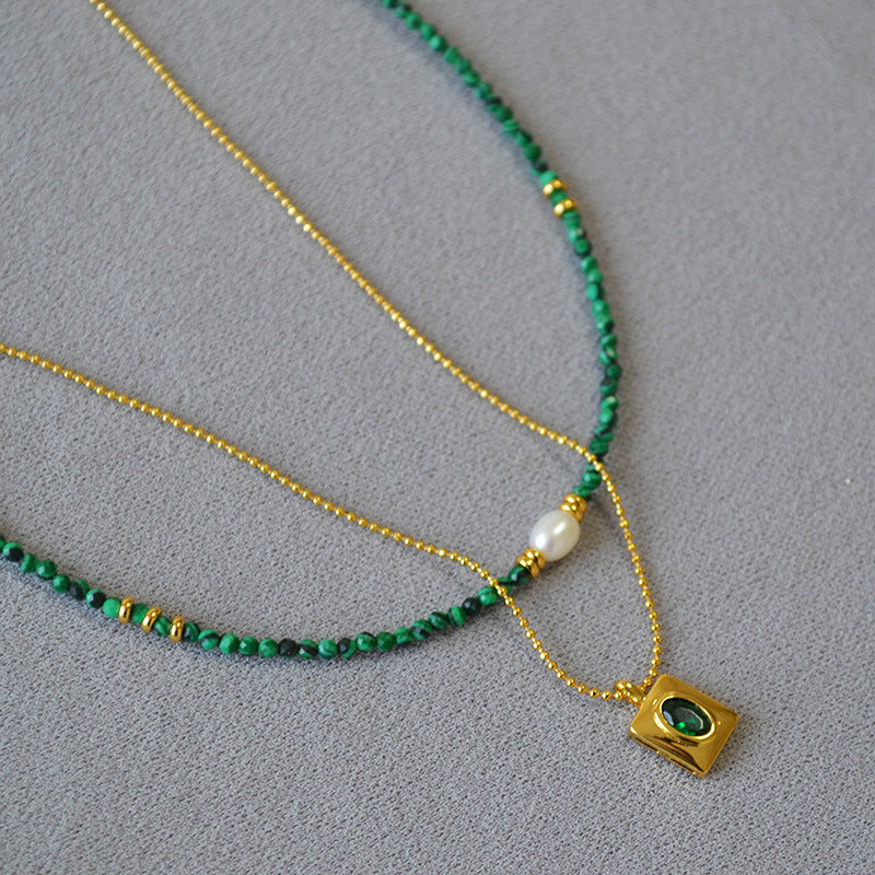French Minority Literary Vintage Malachite Beaded Pendants