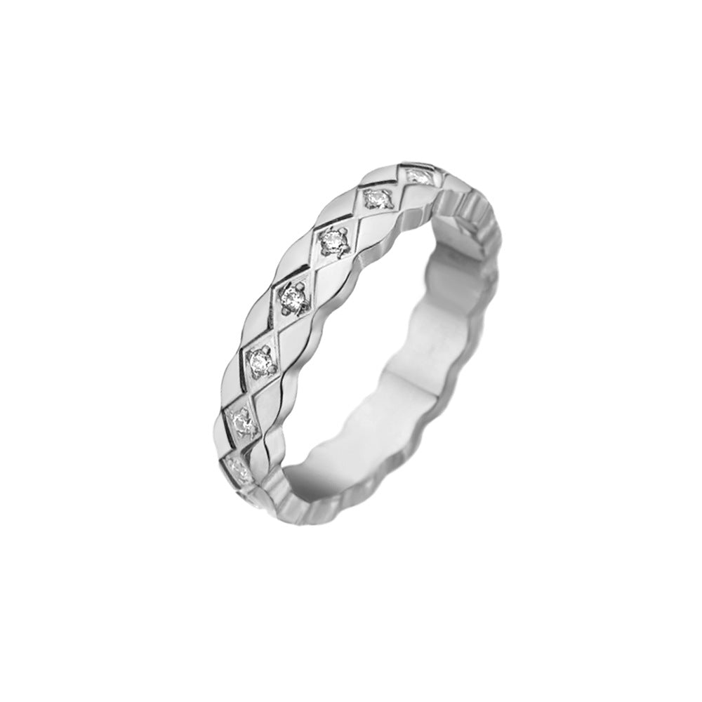Hot Diamond Titanium Steel Plaid With Rings