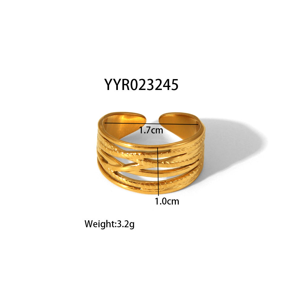 Personalized Golden Trendy Line High Profile Fashion Rings