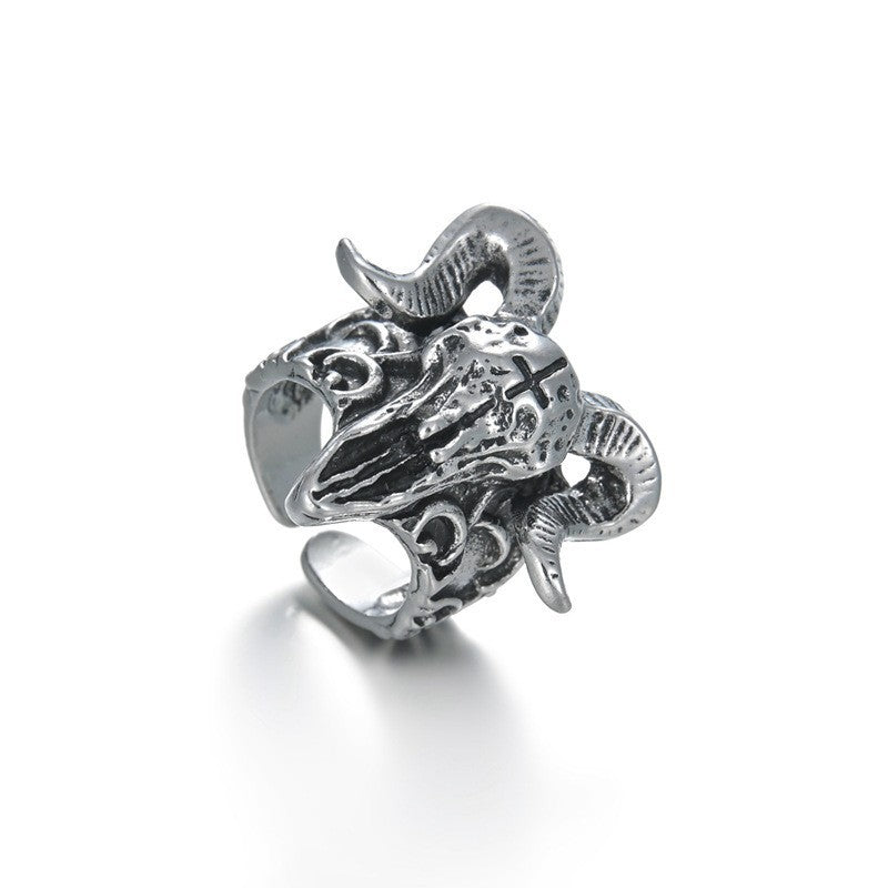 Men's Personality Sheep Head Open Single Index Finger Exaggerated Ring