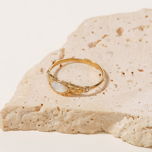 French Retro Stainless Steel Open-end Zircon Rings