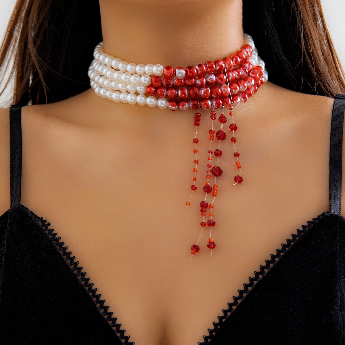 Style Pearl Creative Halloween Blood Drop Necklaces