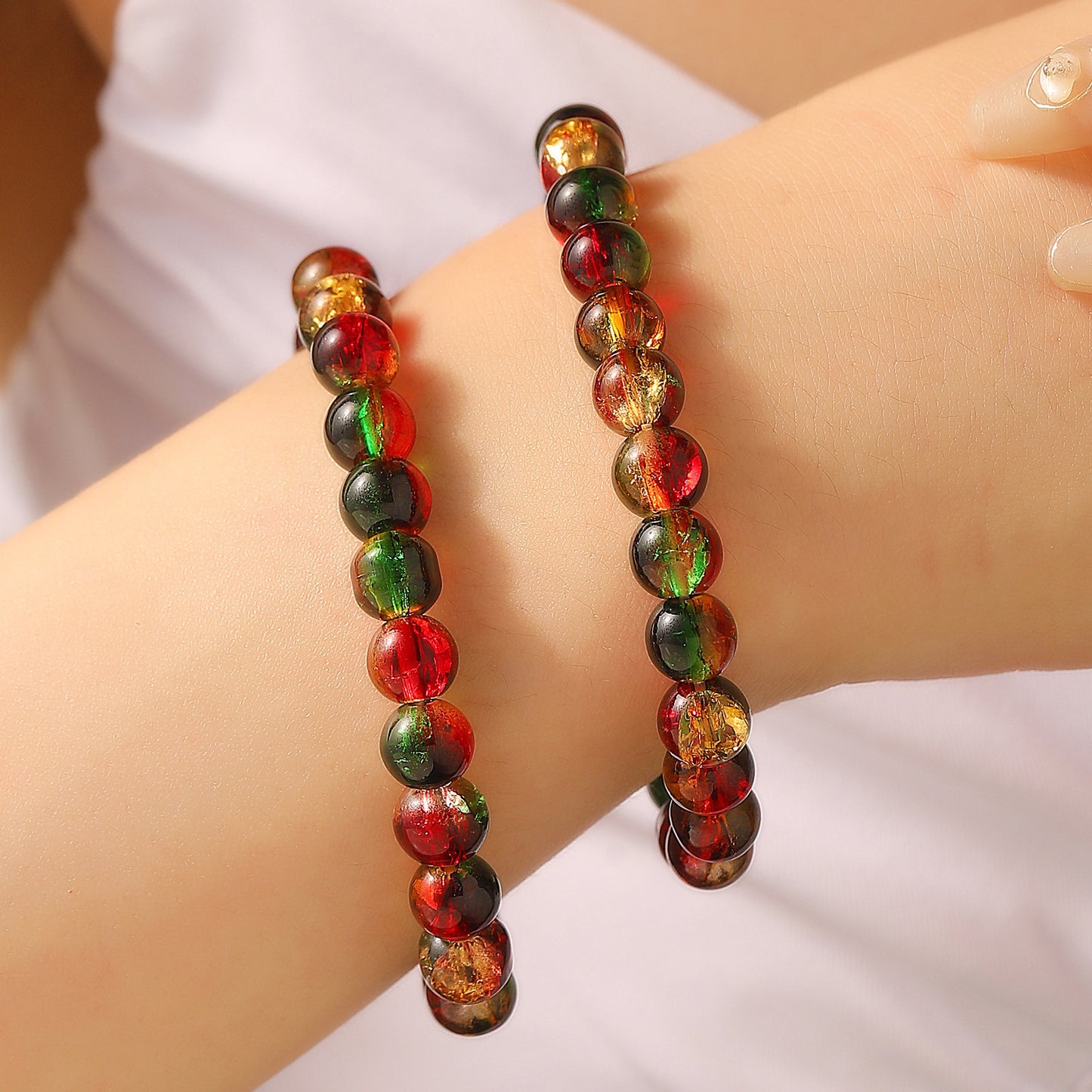 Color Jade Broken Crystal String Beads Bracelets