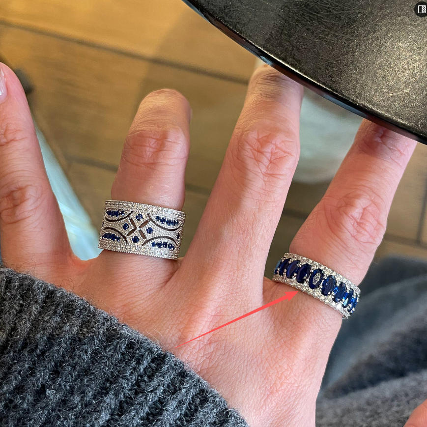 Blue Stone Middle Ancient Index Finger Rings